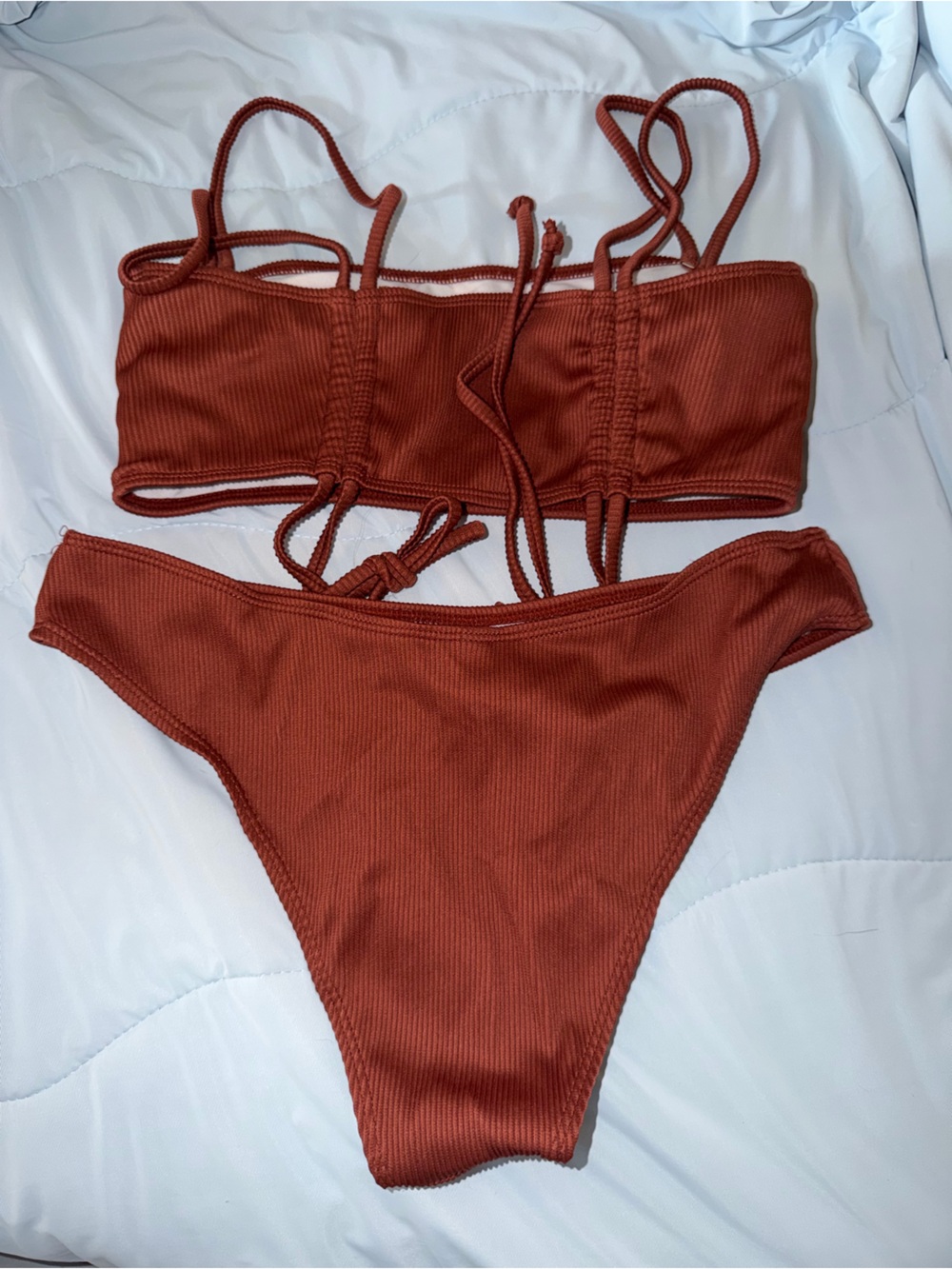 Zaful Rust Ribbed Bikini Set - Picture 4 of 5